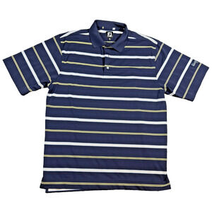 FootJoy Polo Shirt Men's Large Blue Striped Golf Performance Eastman Golf Links